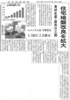 施工代理店(三商様)が日本経済新聞に掲載されました。